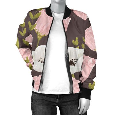 Anemone Pattern Print Design AM011 Women Bomber Jacket