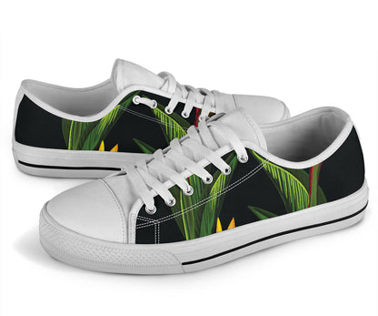 Bird Of Paradise Pattern Print Design BOP012 White Bottom Low Top Shoes