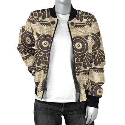 Owl Pattern Print Design A01 Women's Bomber Jacket