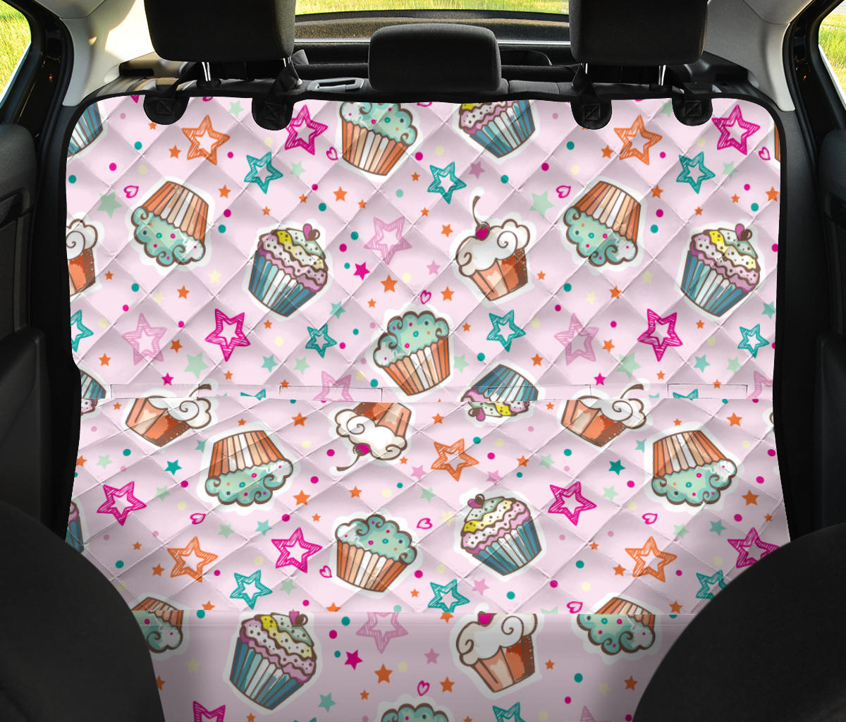 Cupcake Pattern Print Design CP03 Rear Dog  Seat Cover