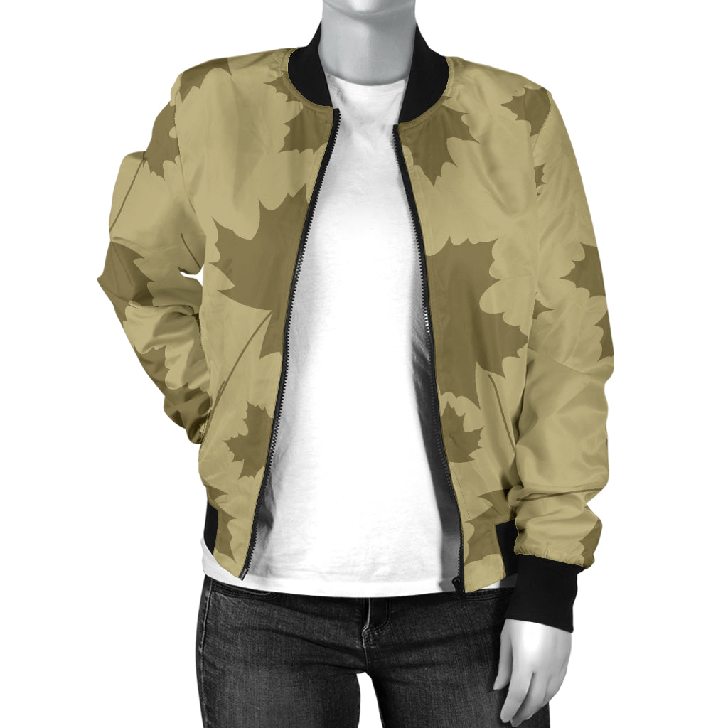 Maple Leaf Pattern Print Design 01 Women's Bomber Jacket