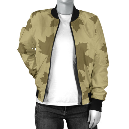 Maple Leaf Pattern Print Design 01 Women's Bomber Jacket