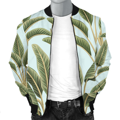 Banana Leaf Pattern Print Design BL03 Men Bomber Jacket