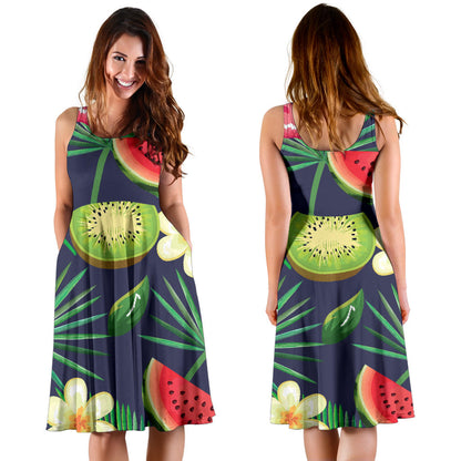 Tropical Fruits Pattern Print Design TF05 Midi Dress