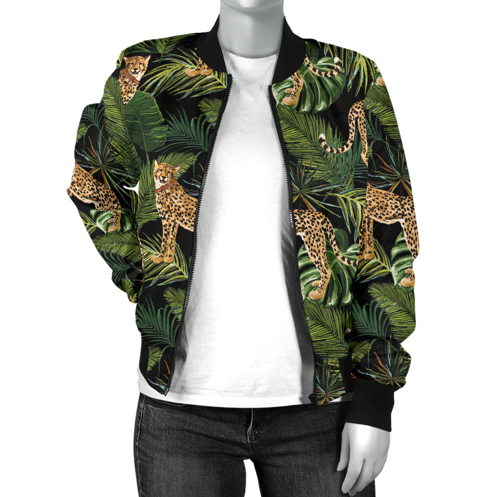 Cheetah Pattern Print Design 05 Women's Bomber Jacket