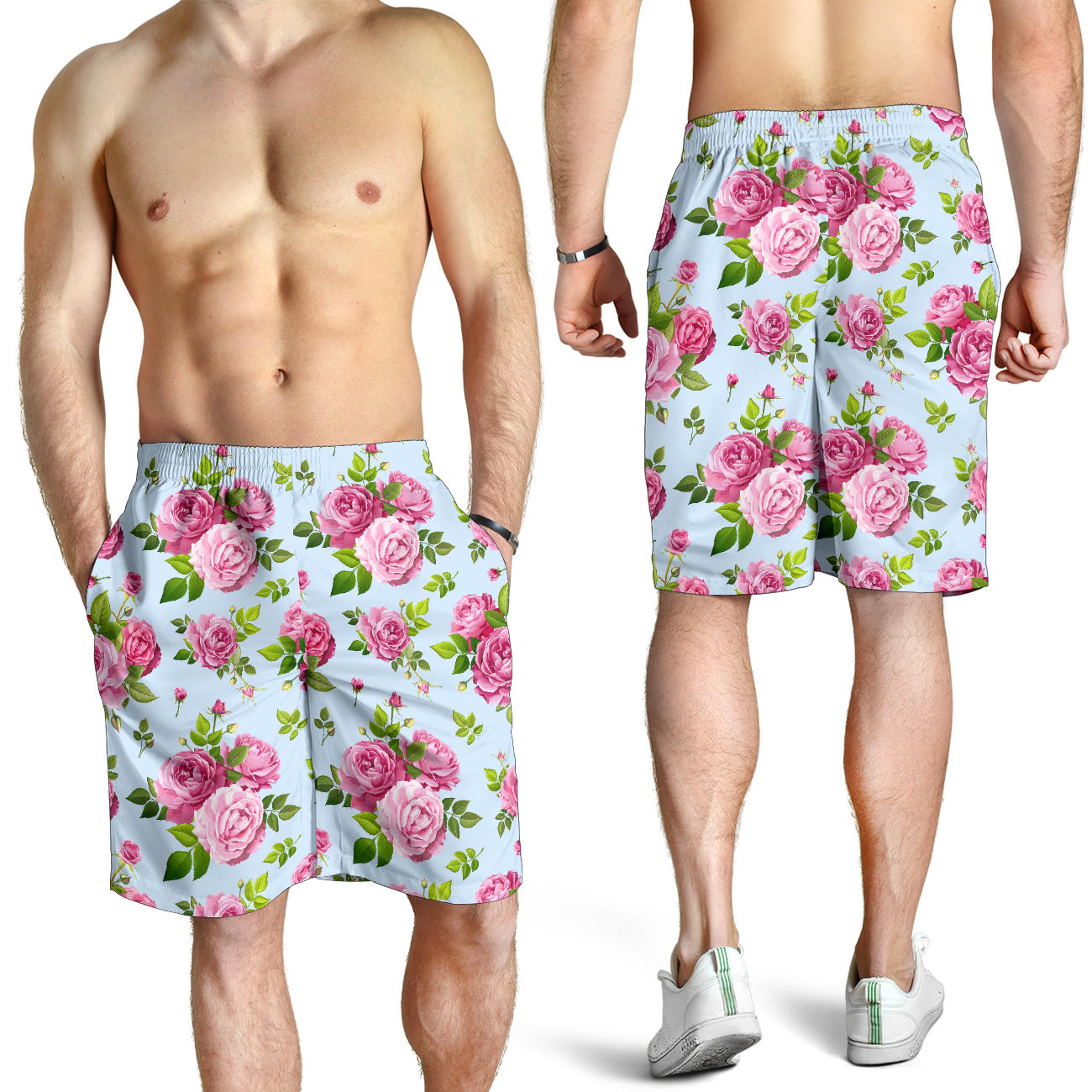 Rose Pink Pattern Print Design RO08 Mens Shorts