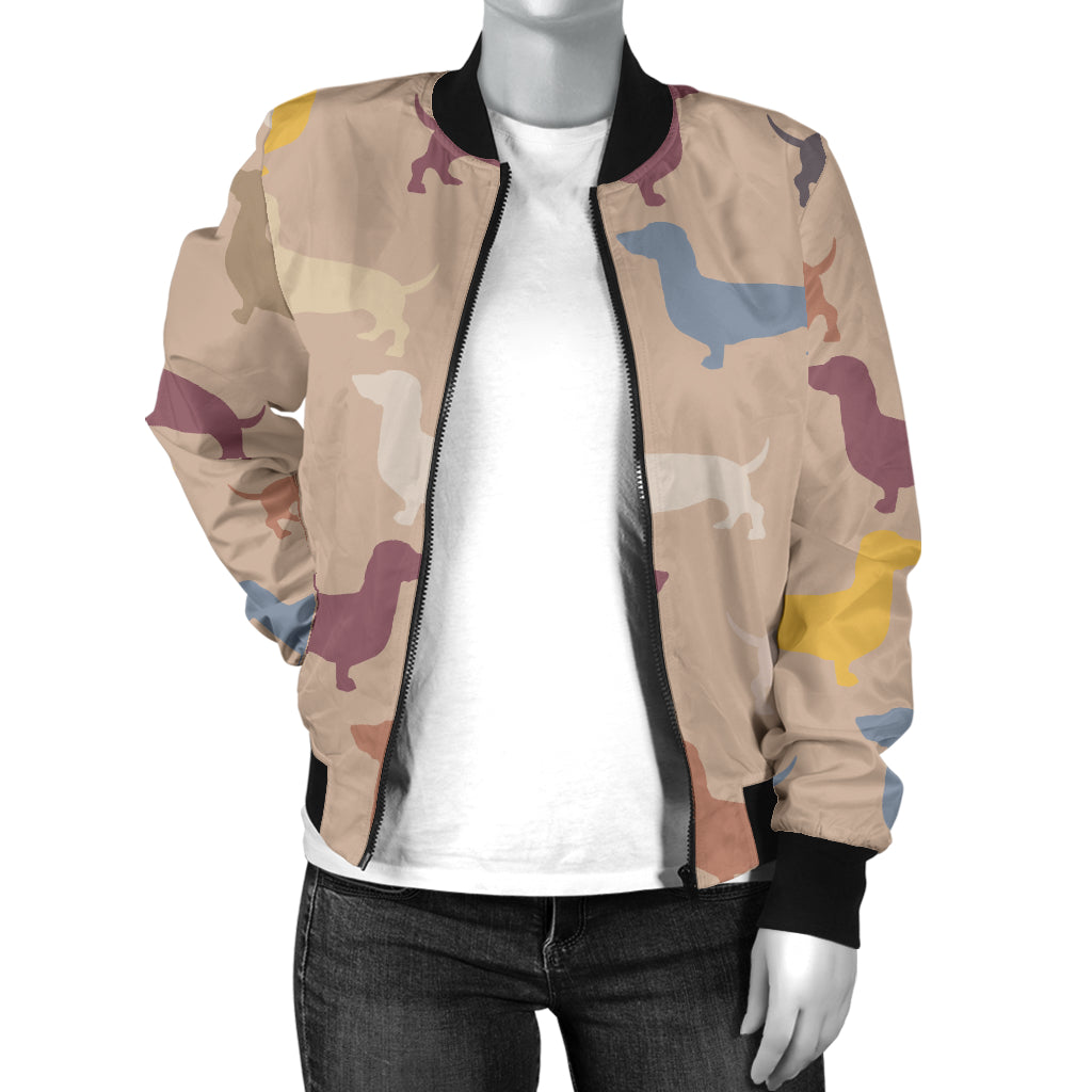Dachshund Pattern Print Design 03 Women's Bomber Jacket