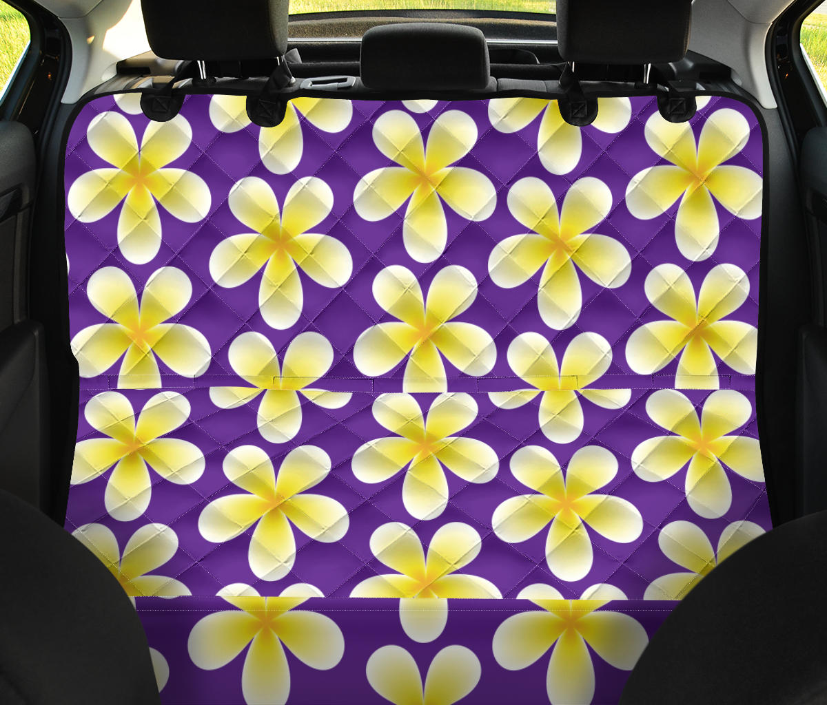Yellow Plumeria Pattern Print Design PM05 Rear Dog  Seat Cover