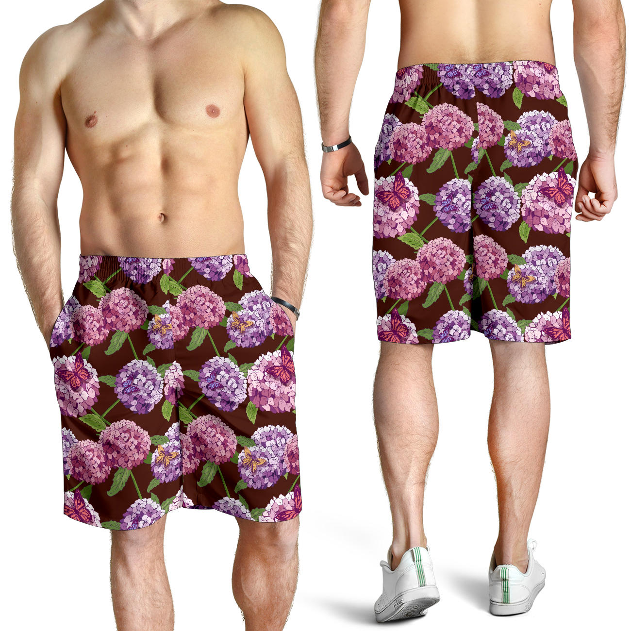 Hydrangea Pattern Print Design HD08 Mens Shorts