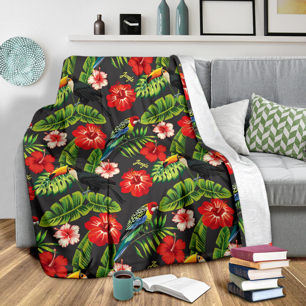 Tropical Flower Pattern Print Design TF04 Fleece Blanket