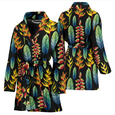 Heliconia Pattern Print Design HL03 Women Bathrobe