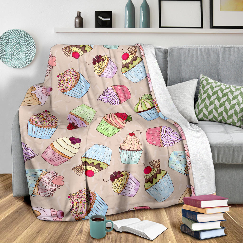 Cupcake Pattern Print Design CP06 Fleece Blanket