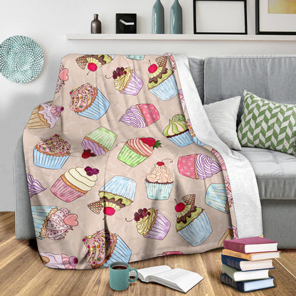 Cupcake Pattern Print Design CP06 Fleece Blanket