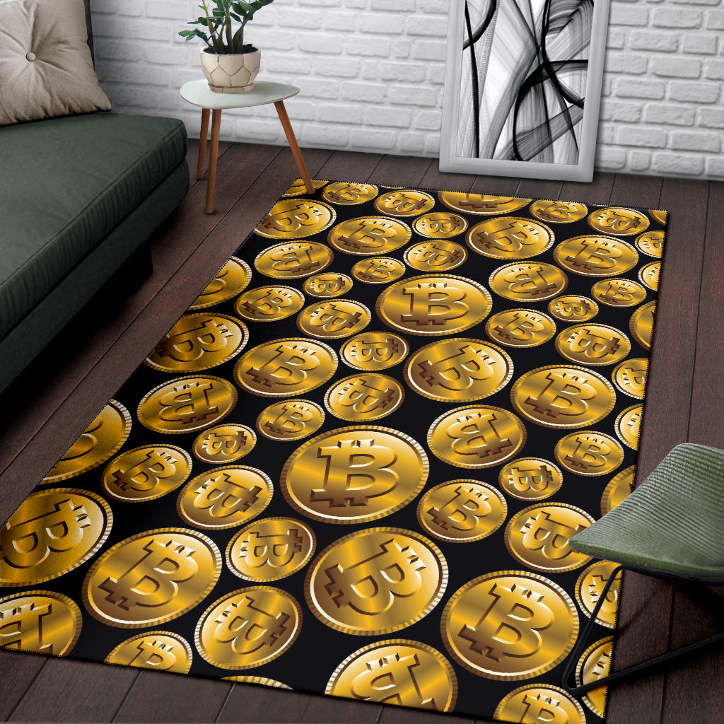 Bitcoin Pattern Print Design DO05 Area Rugs
