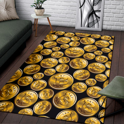 Bitcoin Pattern Print Design DO05 Area Rugs