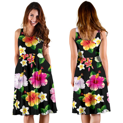 Hibiscus Pattern Print Design HB025 Midi Dress