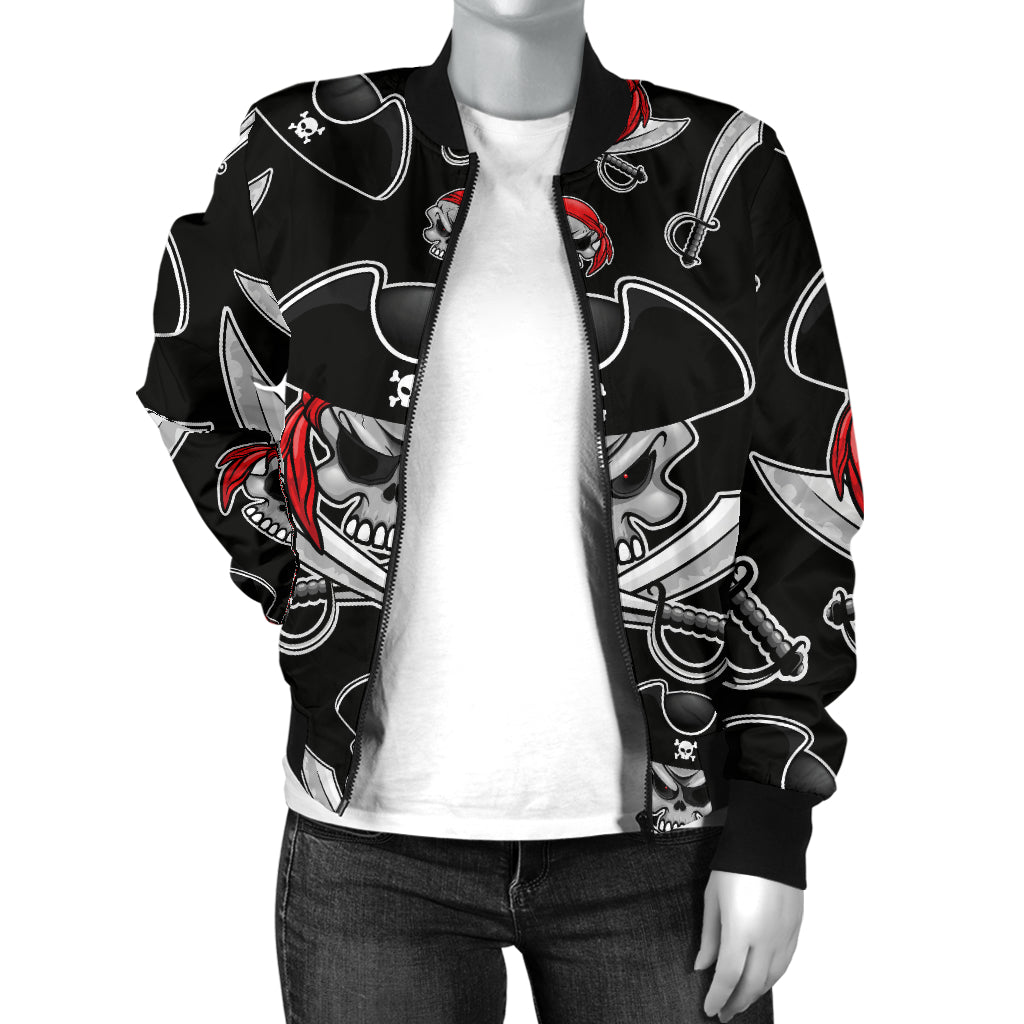 Pirate Pattern Print Design A05 Women's Bomber Jacket