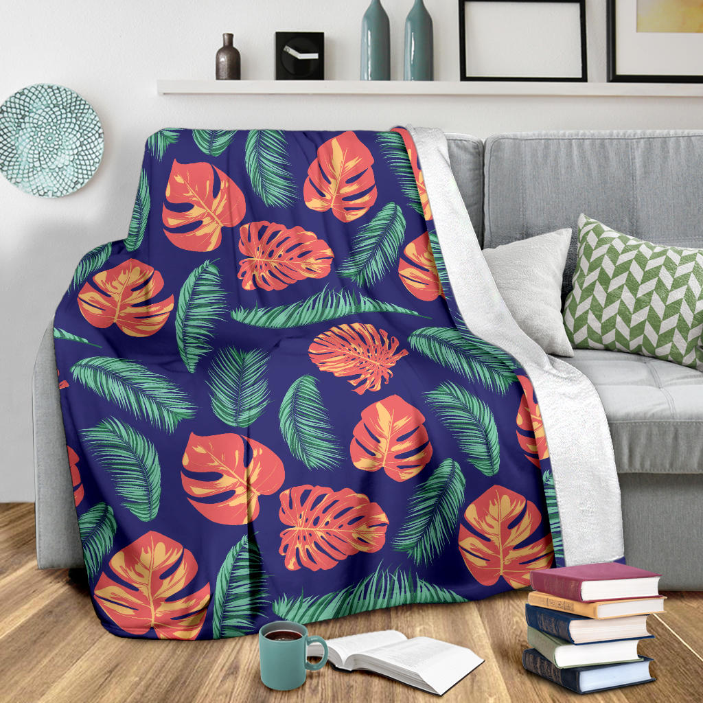 Palm Leaves Pattern Print Design PL011 Fleece Blanket