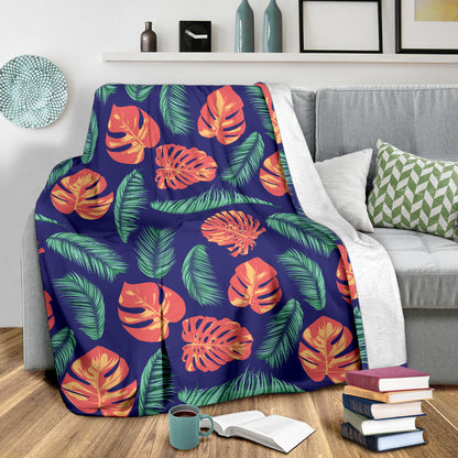 Palm Leaves Pattern Print Design PL011 Fleece Blanket