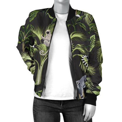 Rainforest Pattern Print Design RF05 Women Bomber Jacket