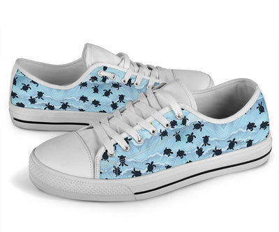 Sea Turtle Pattern Print Design T011 White Bottom Low Top Shoes