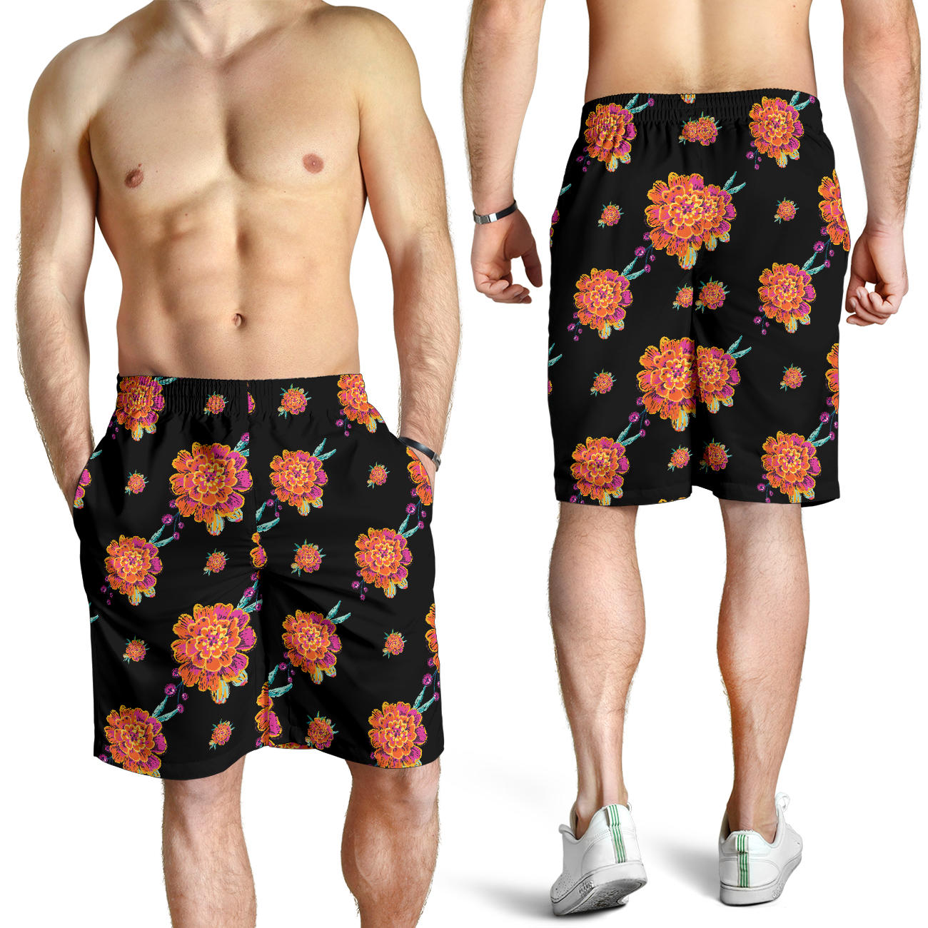 Marigold Pattern Print Design 01 Mens Shorts