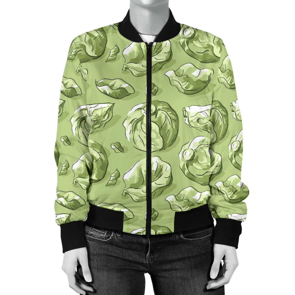 Brussels Sprouts Pattern Print Design 01 Women's Bomber Jacket