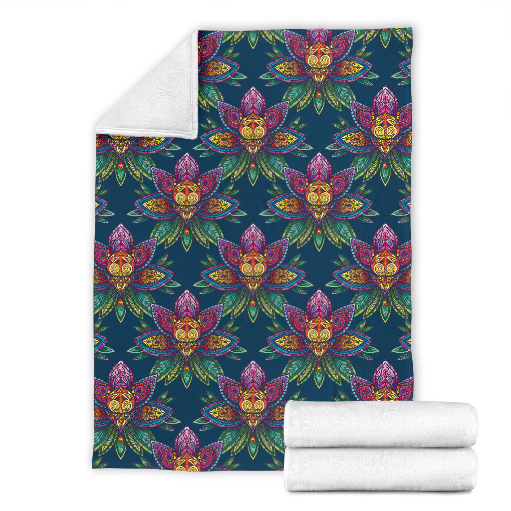 lotus Boho Pattern Print Design LO04 Fleece Blanket