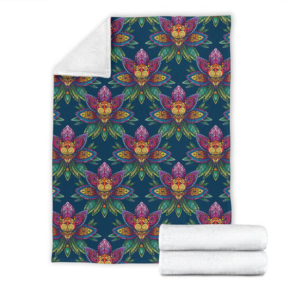lotus Boho Pattern Print Design LO04 Fleece Blanket