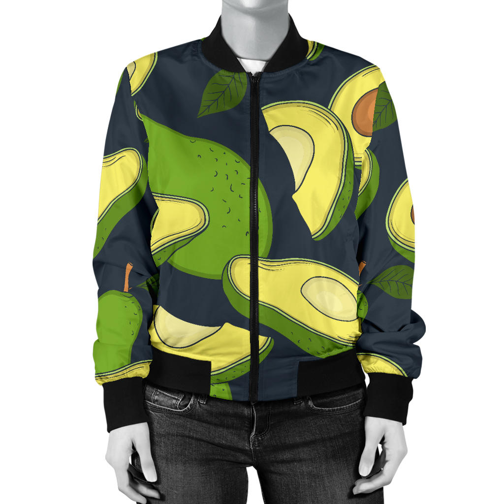 Avocado Pattern Print Design AC013 Women Bomber Jacket