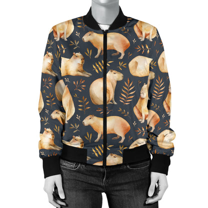 Capybara Pattern Print Design 02 Women's Bomber Jacket