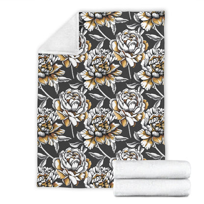 Peony Pattern Print Design PE06 Fleece Blanket