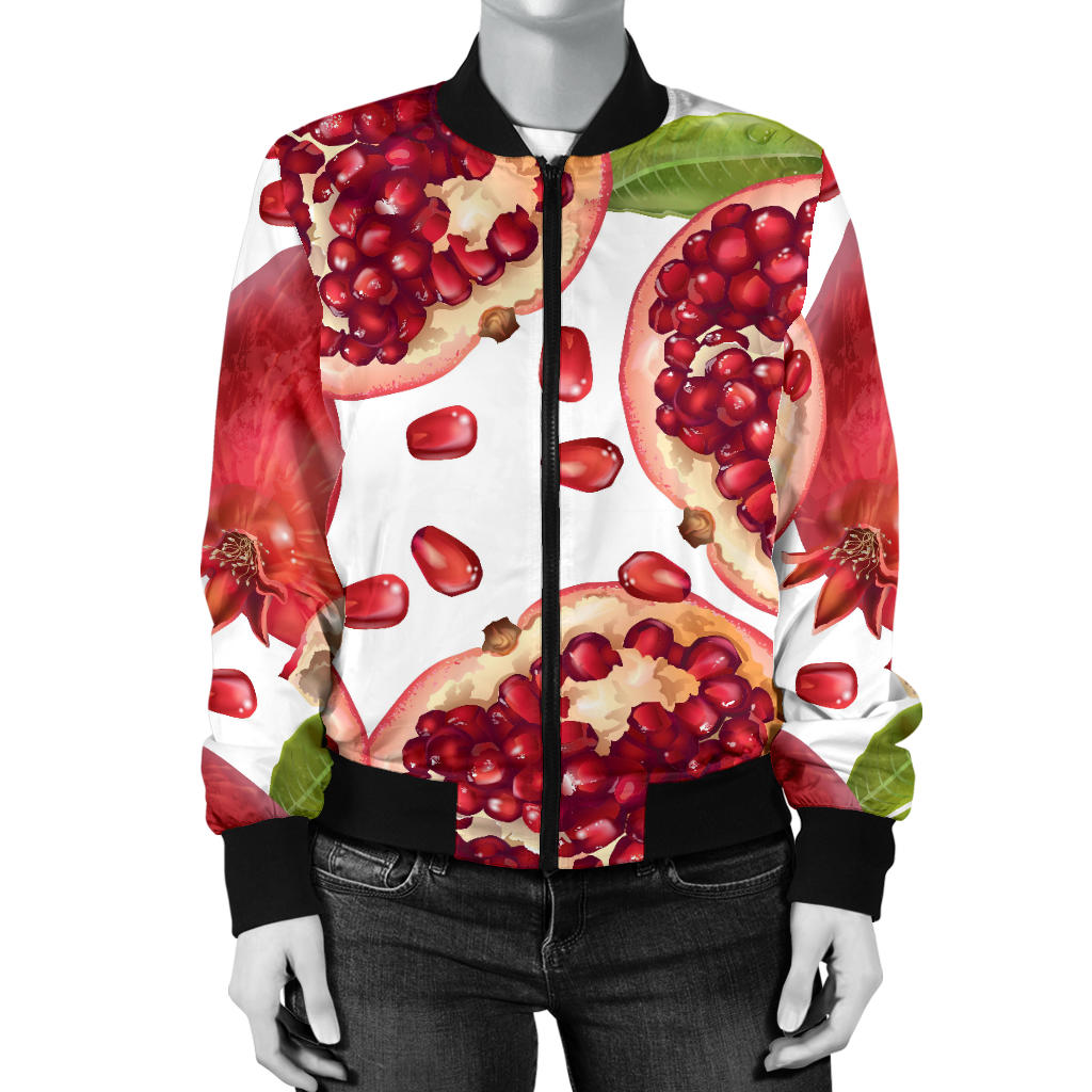 Pomegranate Pattern Print Design PG03 Women Bomber Jacket