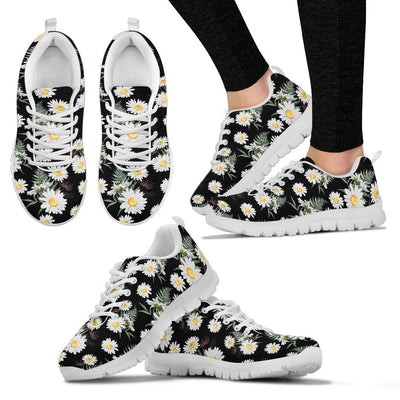 Daisy Pattern Print Design DS07 Sneakers White Bottom Shoes