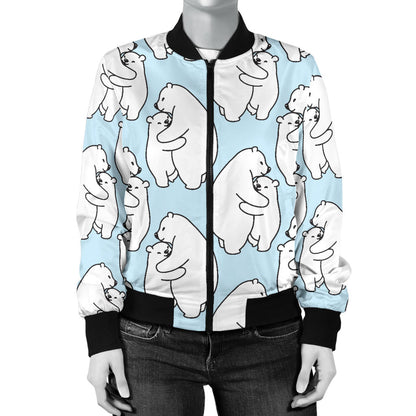 Polar Bear Pattern Print Design PB08 Women Bomber Jacket