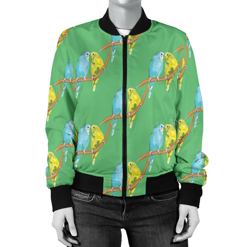Budgerigar Pattern Print Design 01 Women's Bomber Jacket