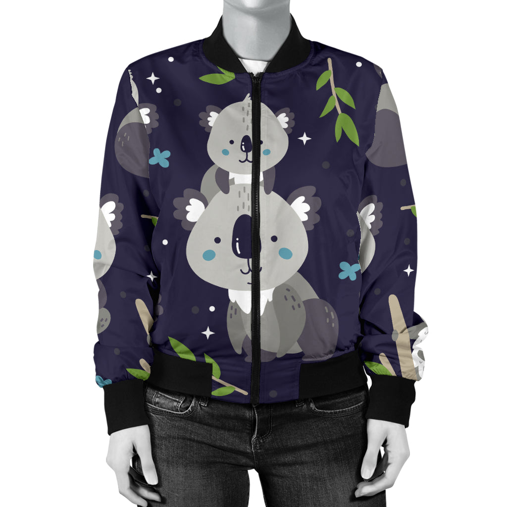 Koala Pattern Print Design 04 Women's Bomber Jacket