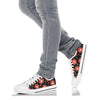 Red Hibiscus Pattern Print Design HB021 White Bottom Low Top Shoes