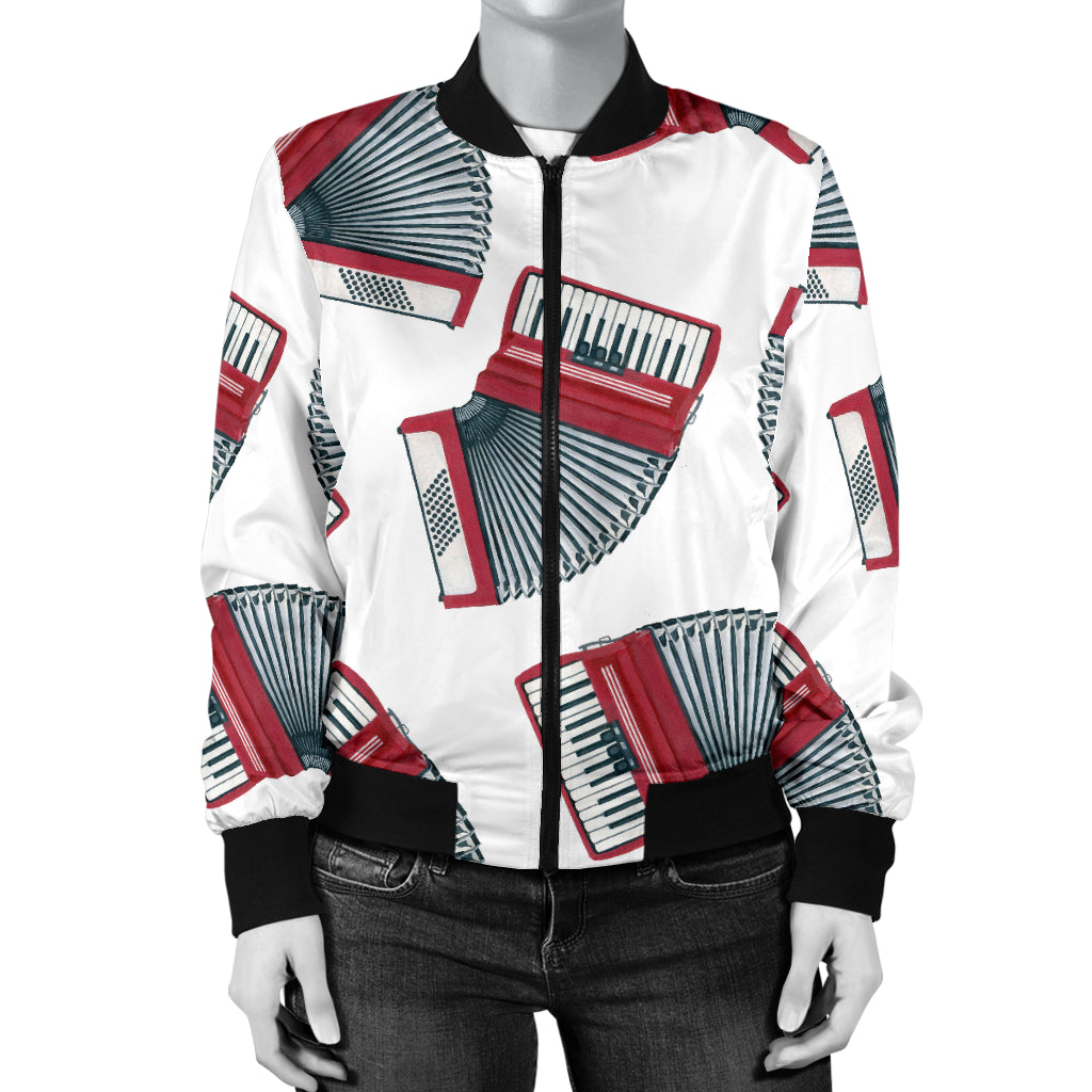 Accordion Pattern Print Design 03 Women's Bomber Jacket