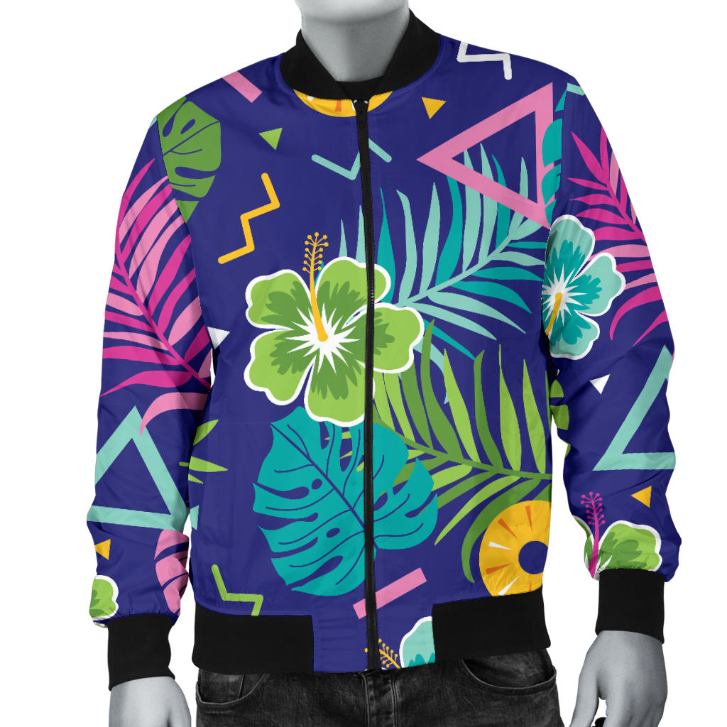 Hawaiian Themed Pattern Print Design H014 Men Bomber Jacket