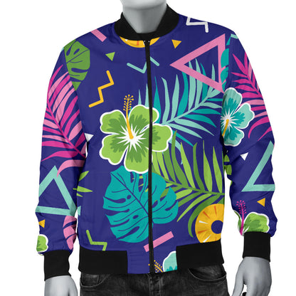 Hawaiian Themed Pattern Print Design H014 Men Bomber Jacket