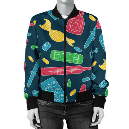Phlebotomist Pattern Print Design A03 Women's Bomber Jacket