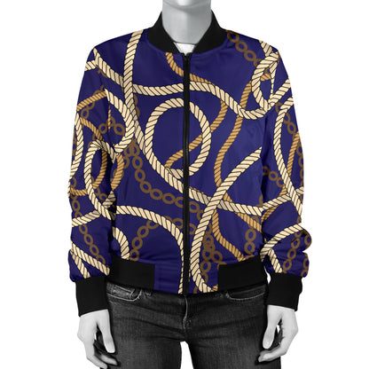 Rope Pattern Print Design A01 Women's Bomber Jacket