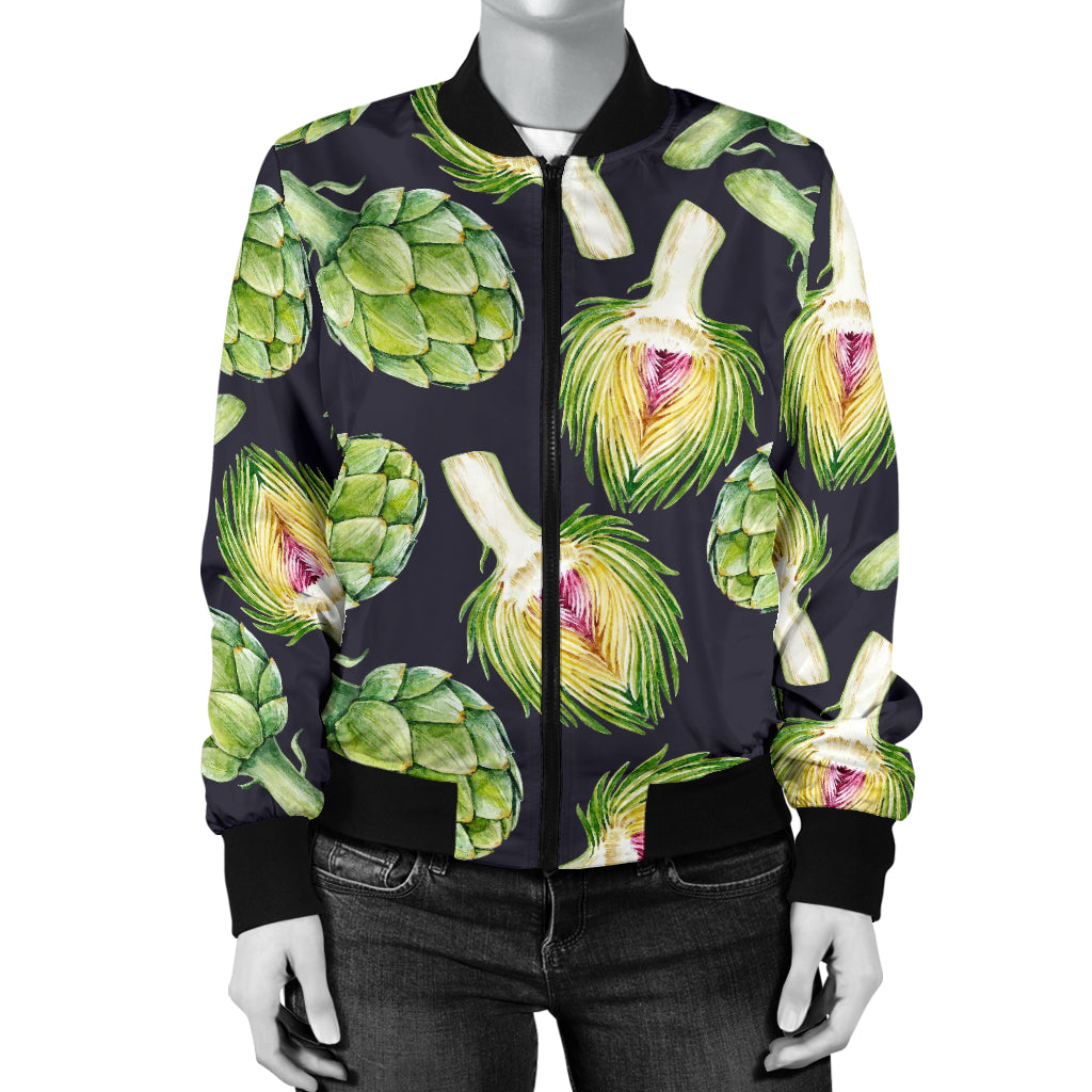 Artichoke Pattern Print Design 01 Women's Bomber Jacket