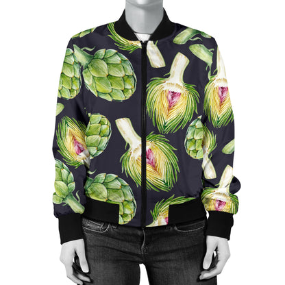 Artichoke Pattern Print Design 01 Women's Bomber Jacket