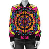 Kaleidoscope Pattern Print Design 02 Women's Bomber Jacket