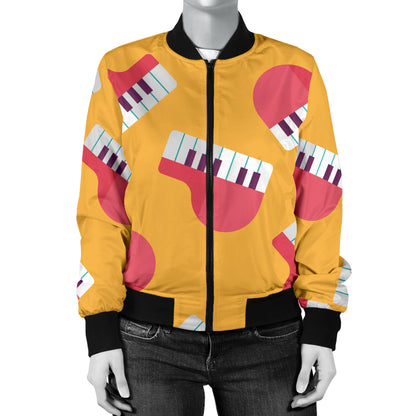 Piano Pattern Print Design 02 Women's Bomber Jacket