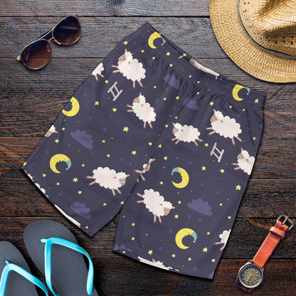 Sheep Night Pattern Print Design 02 Mens Shorts