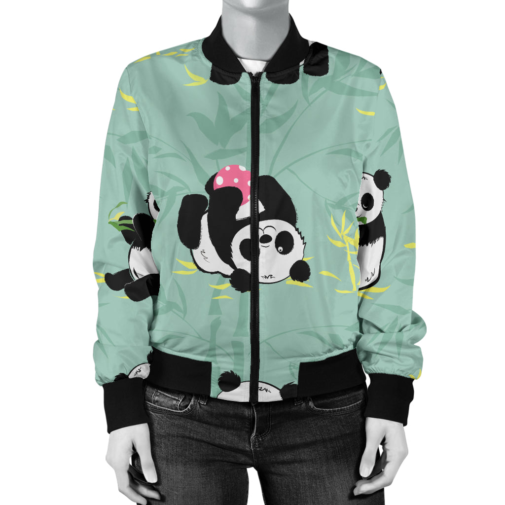 Panda Pattern Print Design A05 Women's Bomber Jacket
