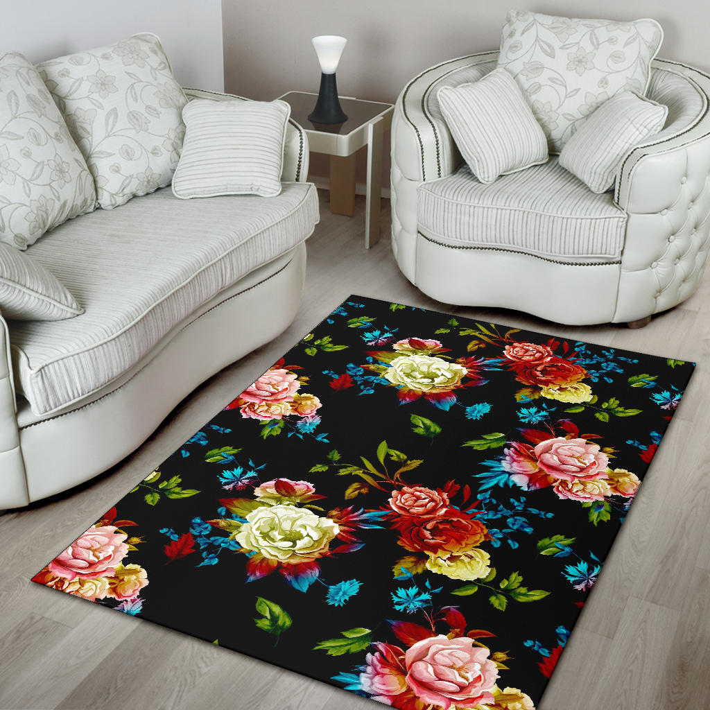 Peony Pattern Print Design PE07 Area Rugs
